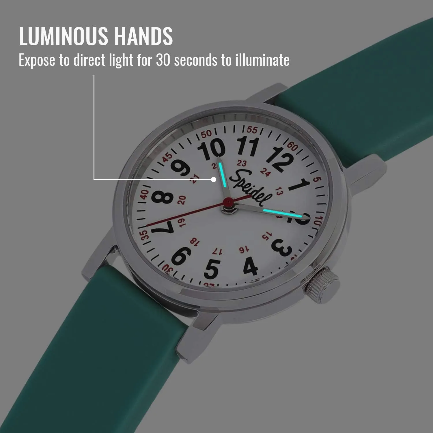 Speidel Scrub Petite Watch Made for Doctors, Nurses, EMT, Surgeons and Students w/Red Second Hand in Scrub Matching Colors