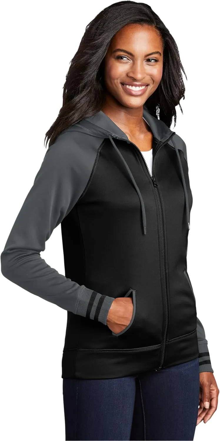 Sport-Tek® Ladies Sport-Wick® Varsity Fleece Full-Zip Hooded Jacket. LST236