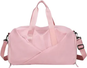 Sports Duffel Bags Gym Travel Bag Women's Nylon Waterproof Yoga Fitness Sport Bags With Shoes Compartment Large Capacity Training Handbag XA193L(Pink)
