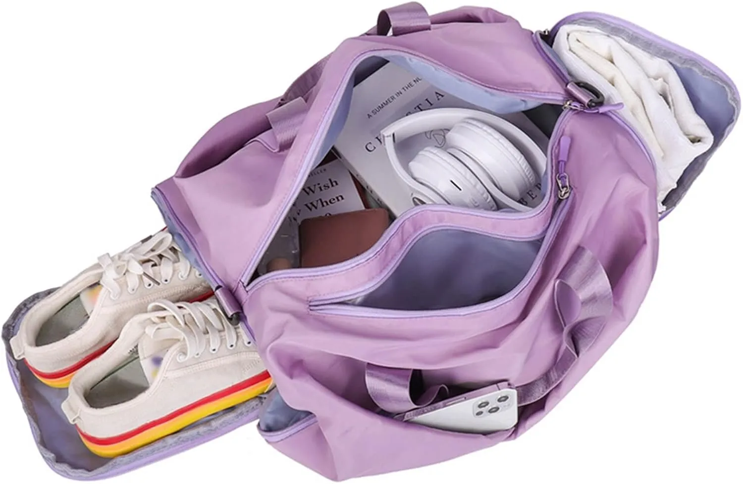 Sports Duffel Bags Gym Travel Bag Women's Nylon Waterproof Yoga Fitness Sport Bags With Shoes Compartment Large Capacity Training Handbag XA193L(Pink)