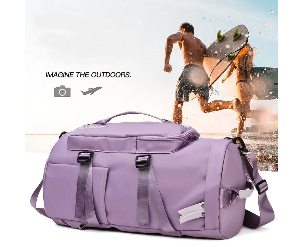 Sports Gym Duffel Bag Canvas Travel Bag Waterproof Fitness Shoes Compartment