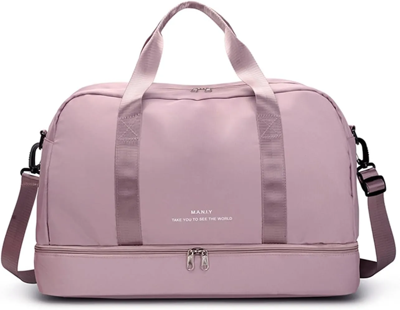 Sports Travel Duffel Bag for Women,Light Gym Bag with Shoe Compartment,Large Capacity Weekender Overnight with Wet Pocket for Lady Travel, Gym, Yoga （Pink）