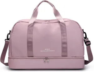 Sports Travel Duffel Bag for Women,Light Gym Bag with Shoe Compartment,Large Capacity Weekender Overnight with Wet Pocket for Lady Travel, Gym, Yoga （Pink）