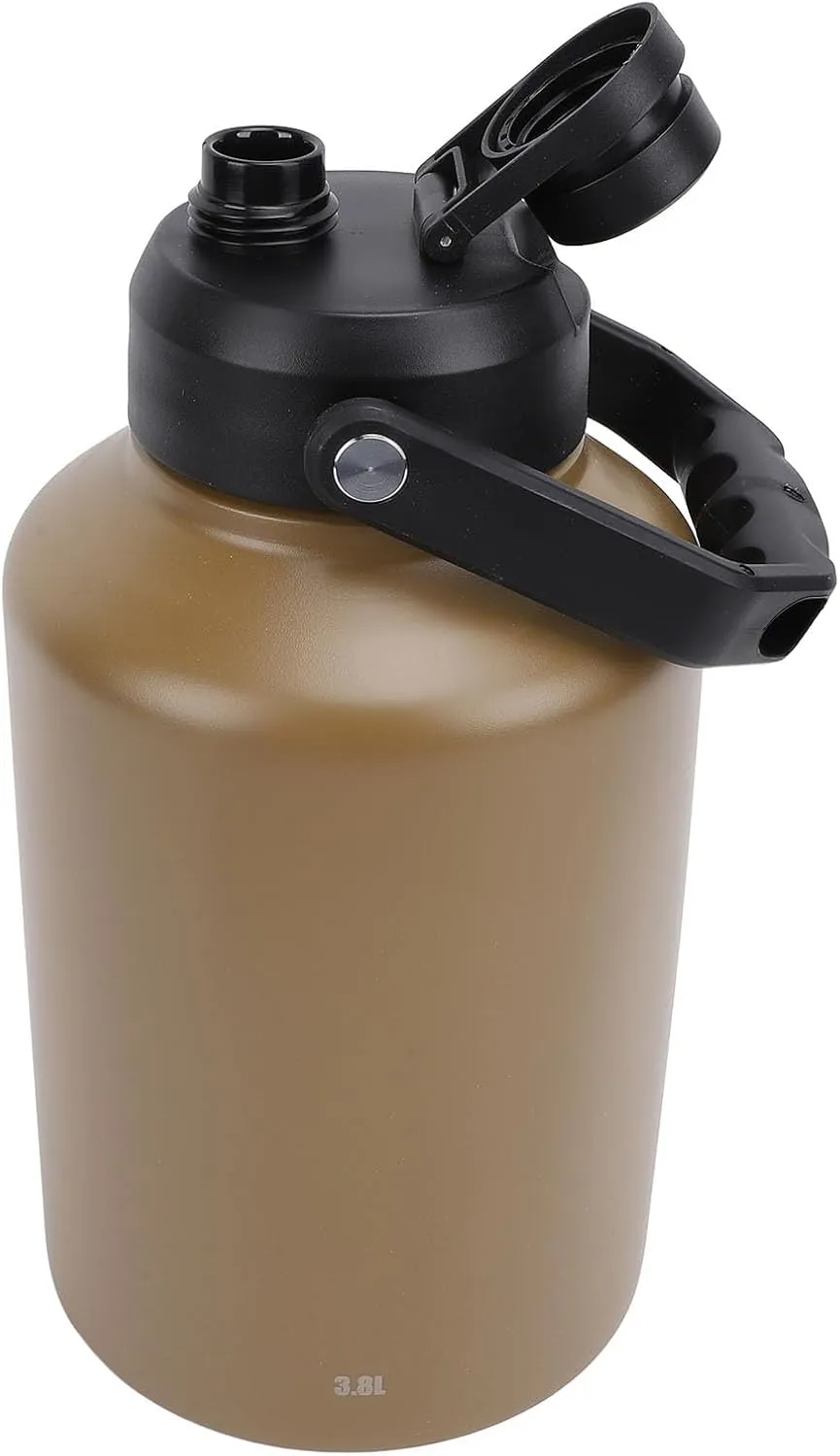 Sports Water Bottle Insulated Stainless Steel Vacuum Double Wall for All Day Hydration Ideal for Workouts Camping with TPR Bottom Handle for Gym Travel Fishing (Khaki)