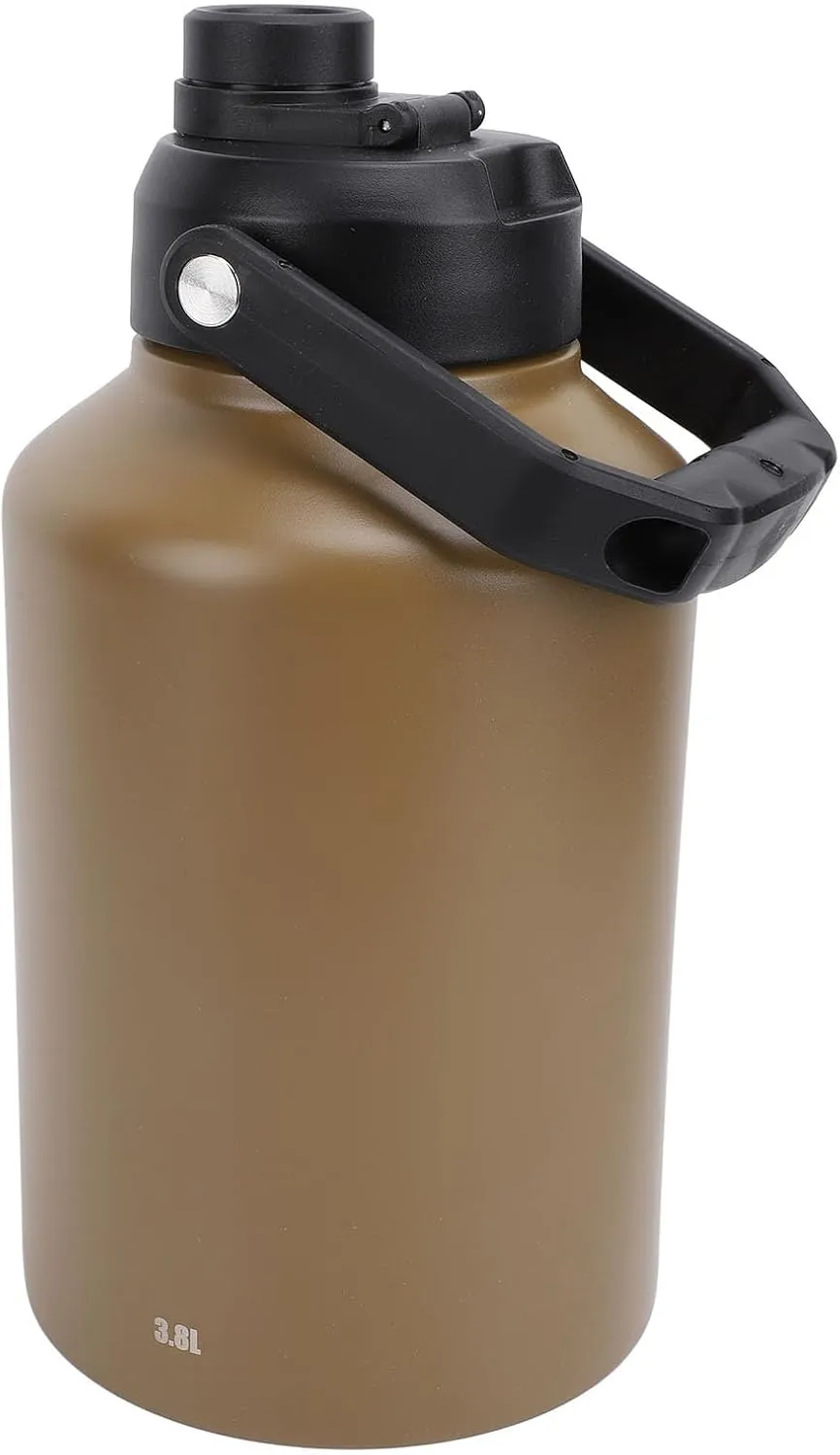 Sports Water Bottle Insulated Stainless Steel Vacuum Double Wall for All Day Hydration Ideal for Workouts Camping with TPR Bottom Handle for Gym Travel Fishing (Khaki)