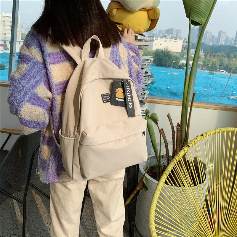 Spring Style Simple Female Preppy Trend Solid Backpacks