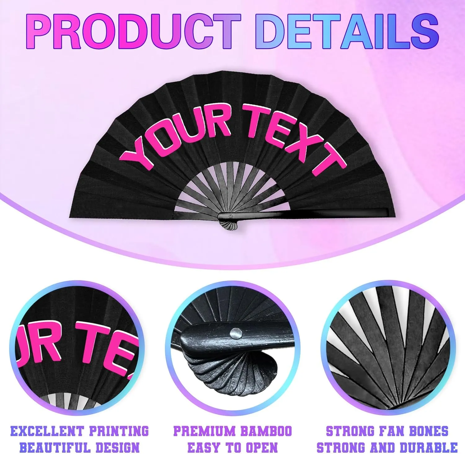 SRdrew Personalized Fans for Line Dancing Custom Decorative Folding Fan with Photo Text Customized Clack Line Dancing Hand Pop Fan for Women Wedding Party Church Rave Performances Cosplay13In-30PCS