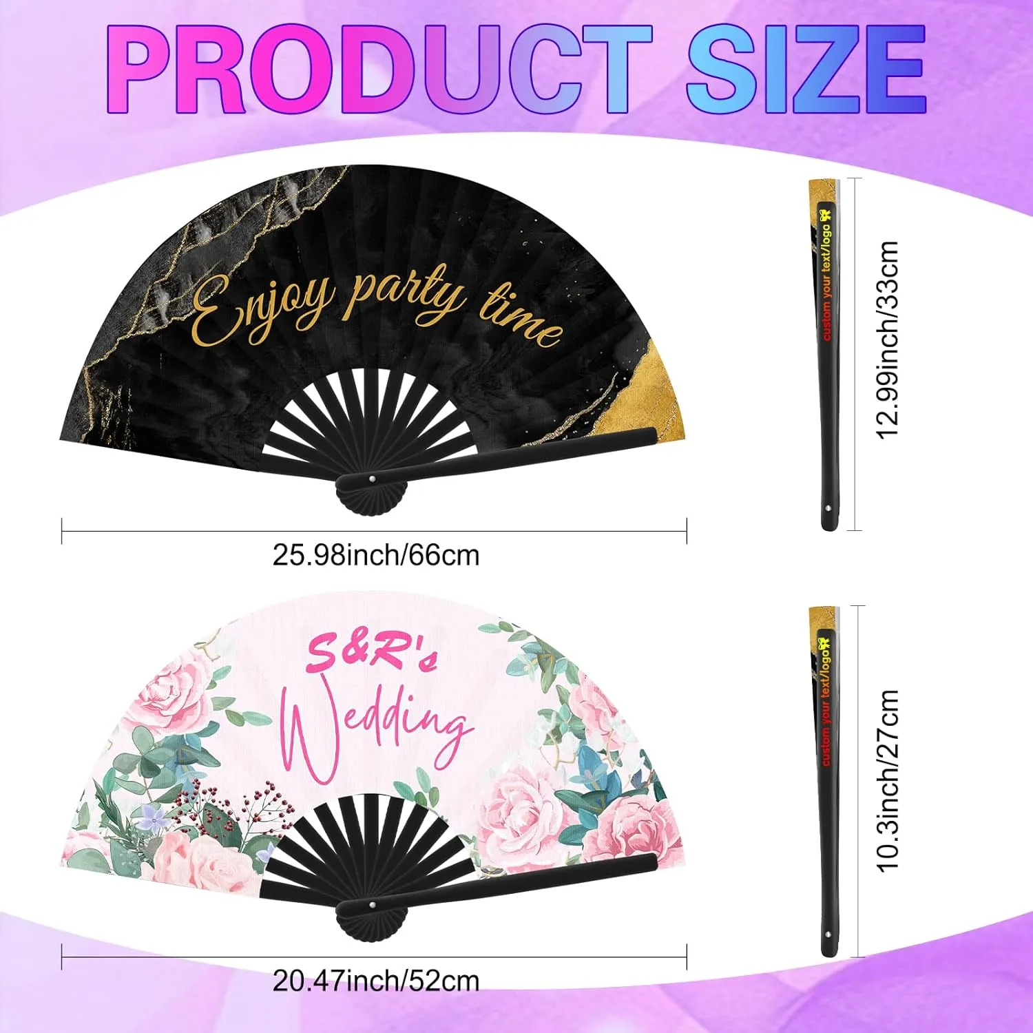 SRdrew Personalized Fans for Line Dancing Custom Decorative Folding Fan with Photo Text Customized Clack Line Dancing Hand Pop Fan for Women Wedding Party Church Rave Performances Cosplay13In-30PCS