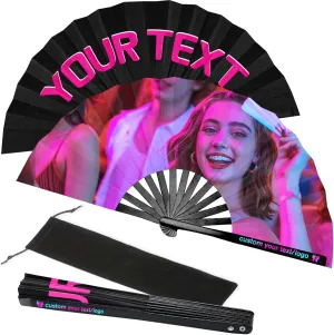 SRdrew Personalized Fans for Line Dancing Custom Decorative Folding Fan with Photo Text Customized Clack Line Dancing Hand Pop Fan for Women Wedding Party Church Rave Performances Cosplay13In-30PCS