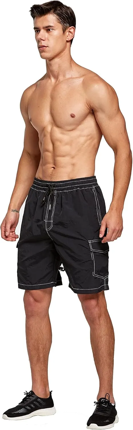 STICKON Mens Swim Trunks Quick Dry Summer Beach Shorts Board Shorts with Pockets