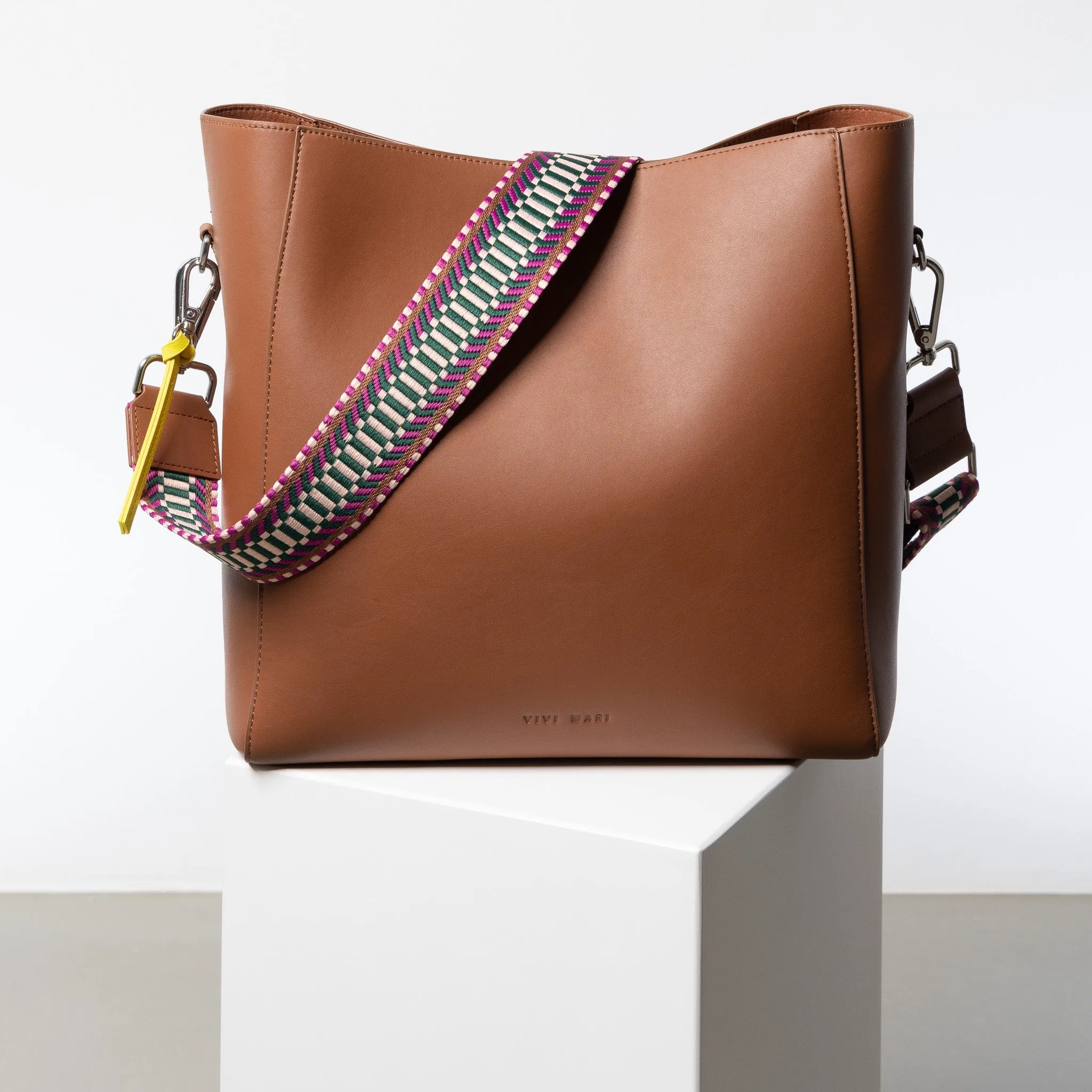 strap ethno multi magenta - tan