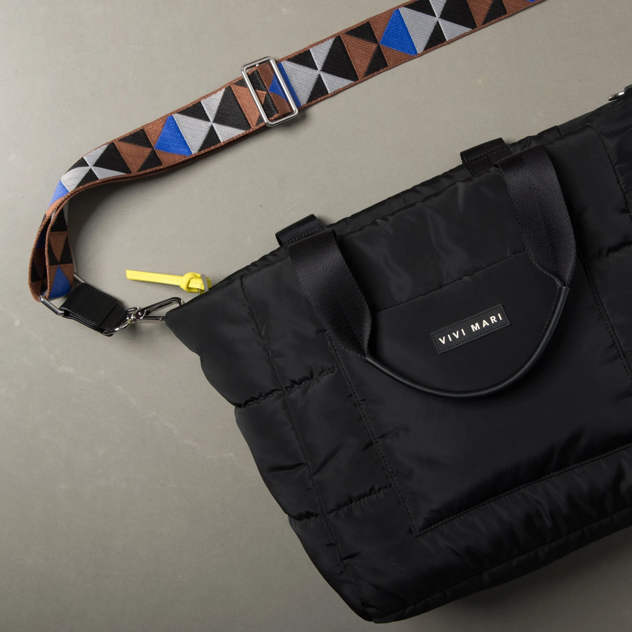 strap triangles multi tan/blue - black