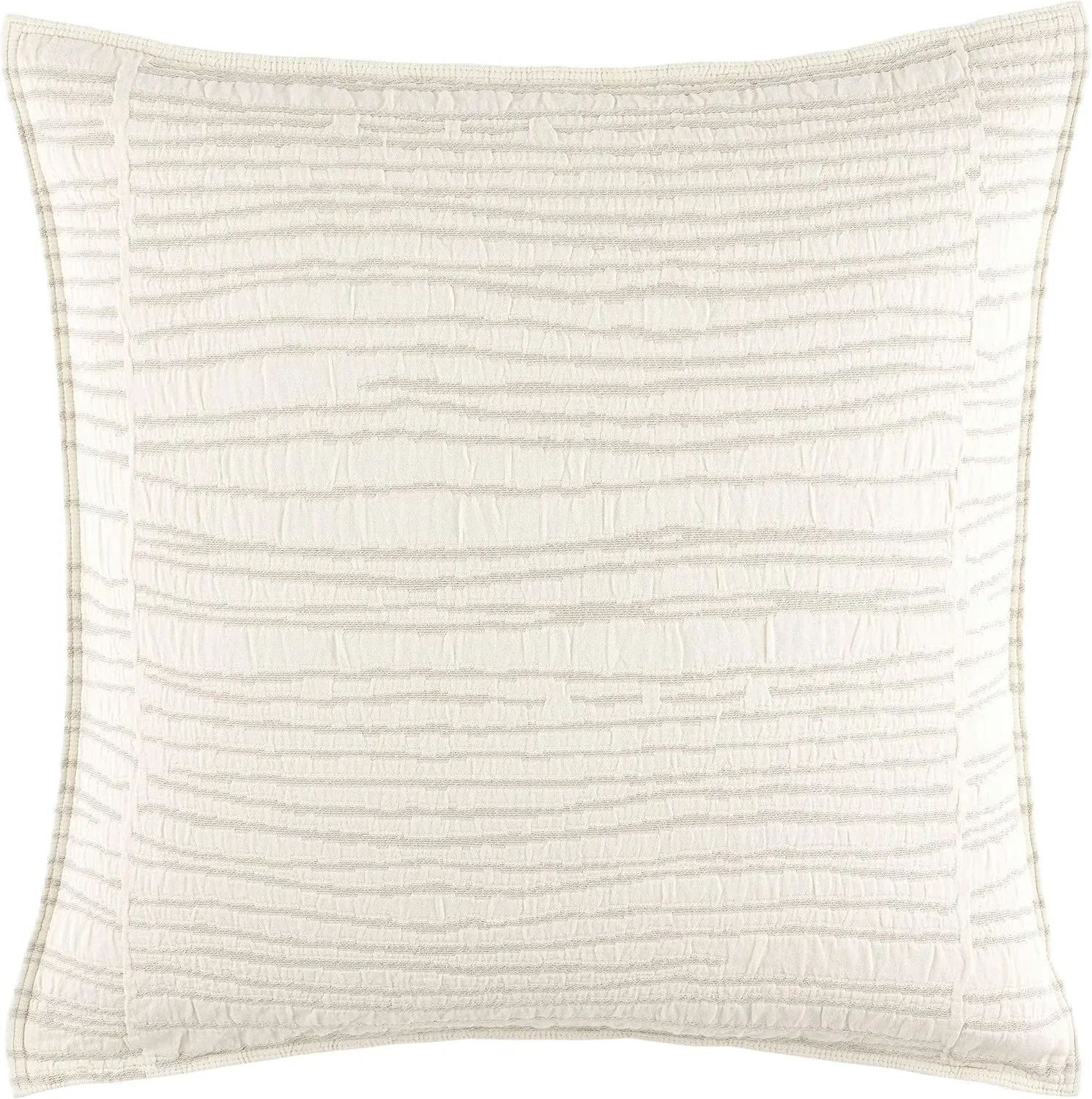 Striae Oatmeal Matelasse Pillow Sham, King Size, Neutral/Brown Stripe Pattern
