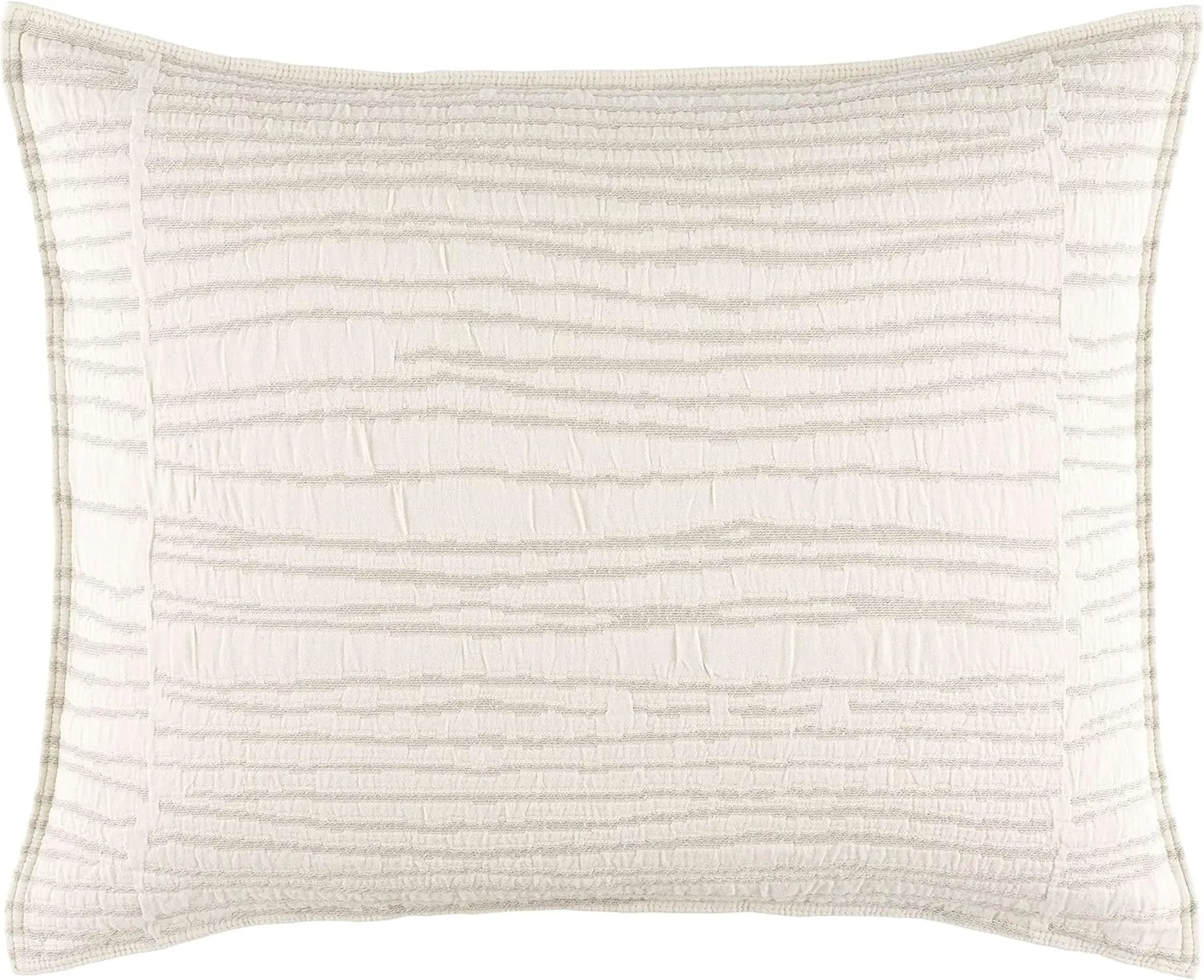 Striae Oatmeal Matelasse Pillow Sham, King Size, Neutral/Brown Stripe Pattern