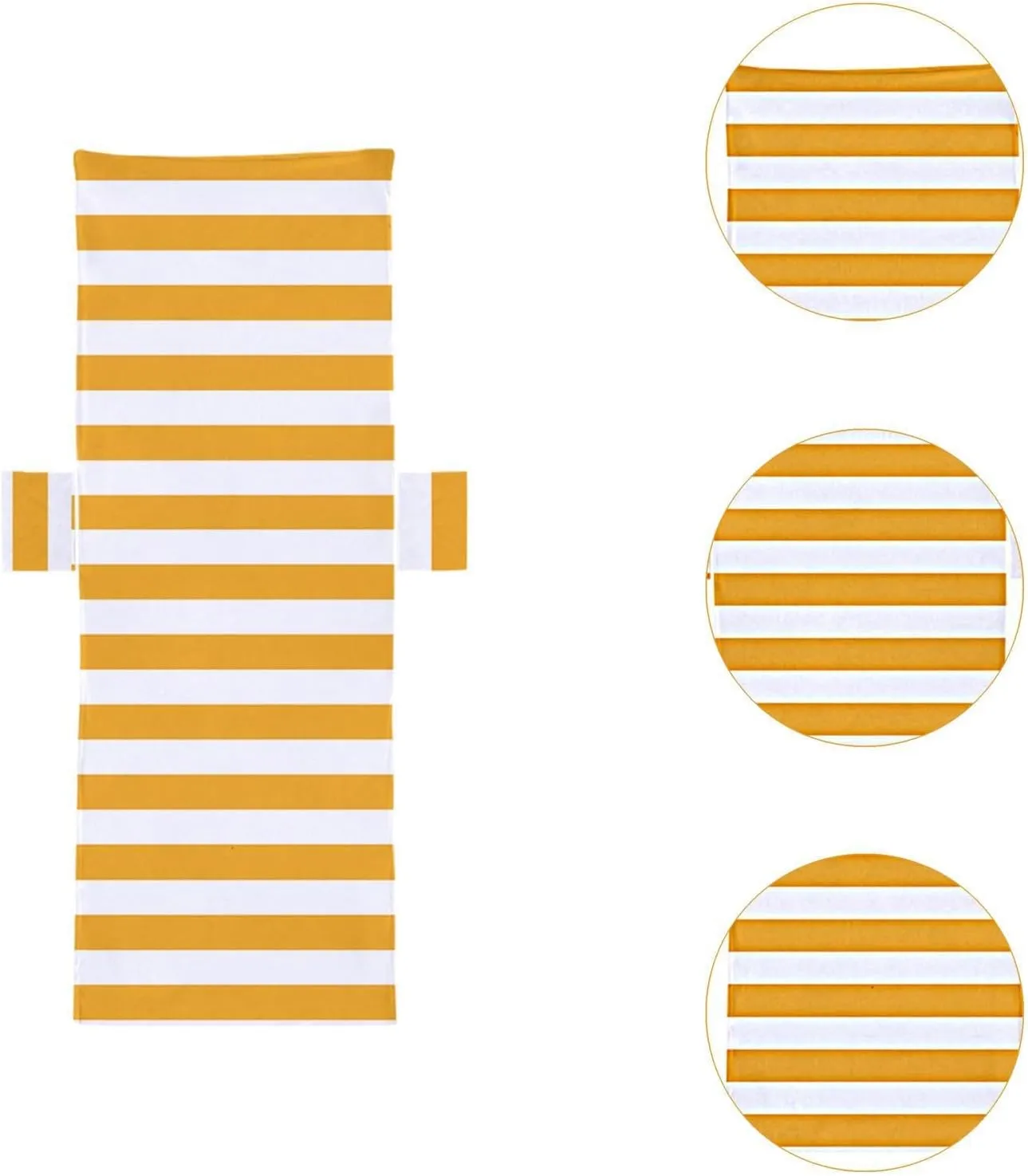 Stripe Beach Chair Cover with Dual Pockets on Each Side, Comfortable Practical Portable Pool Lounge Chair Towel Cover for Outdoor, Garden, Beach Sunbathing, Hotel Pool, Yellow White