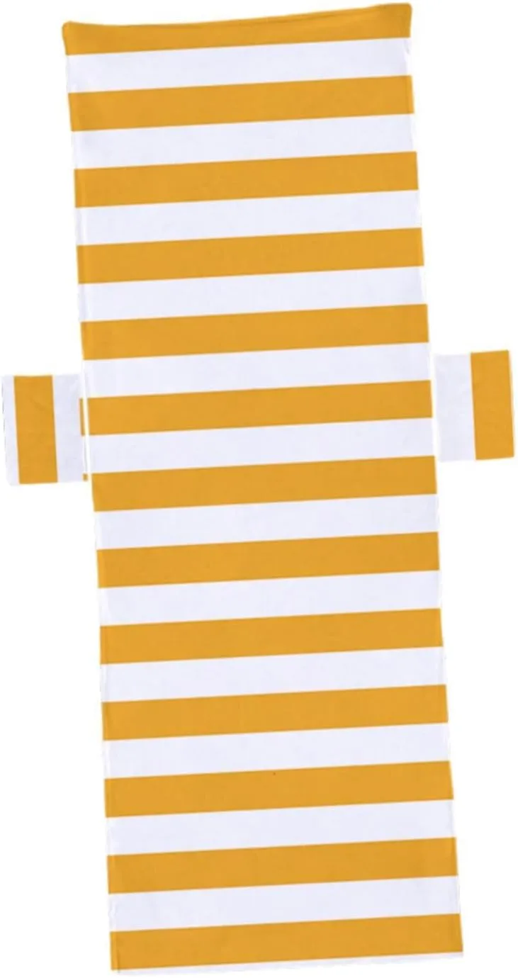 Stripe Beach Chair Cover with Dual Pockets on Each Side, Comfortable Practical Portable Pool Lounge Chair Towel Cover for Outdoor, Garden, Beach Sunbathing, Hotel Pool, Yellow White