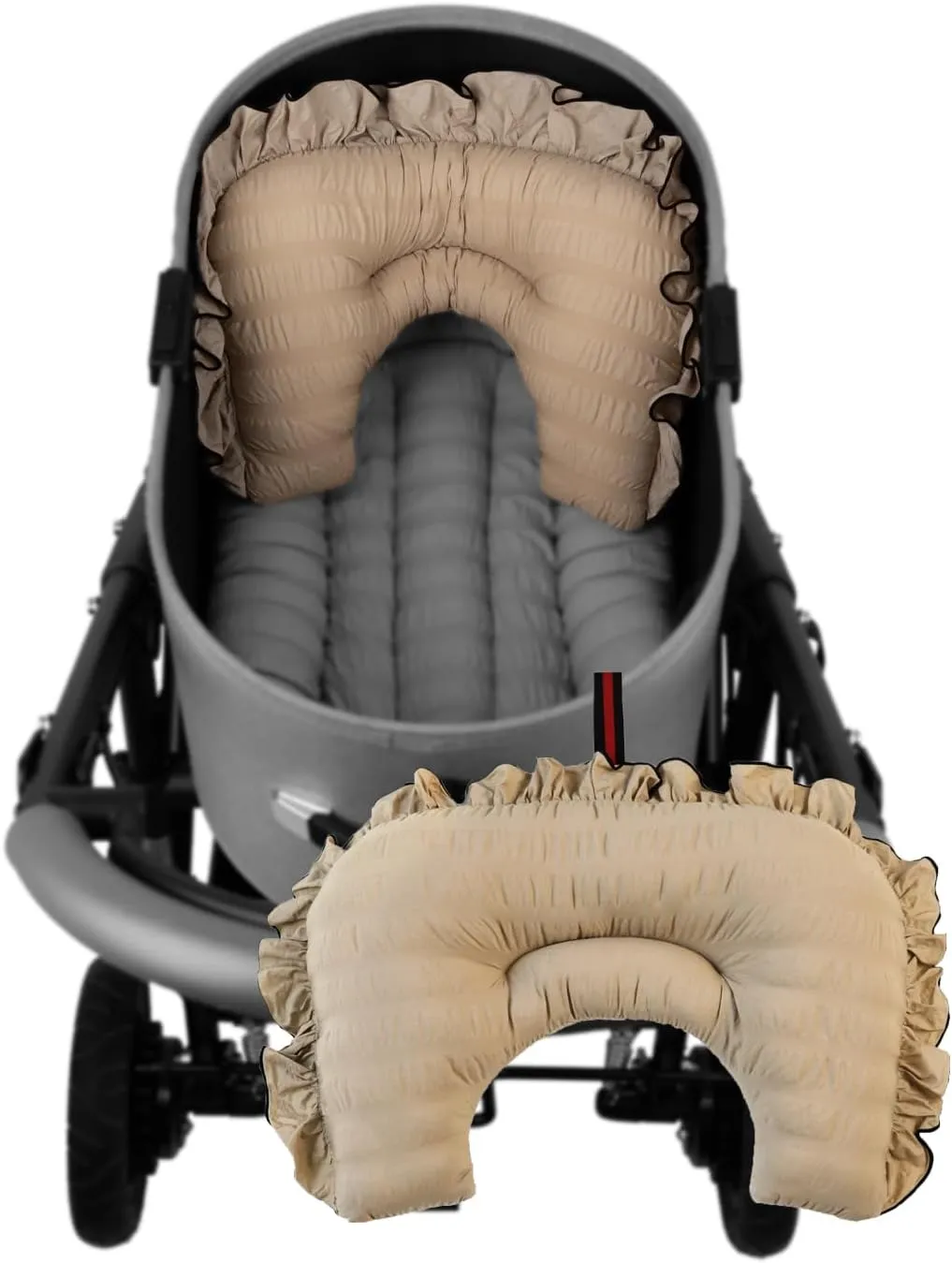 Stroller Cushion for Pets, Bolster, Margaret The Lace Edition, Harryspet, Pet Pillows, Pet Strollers (Trench Beige, Regular(12-15"))