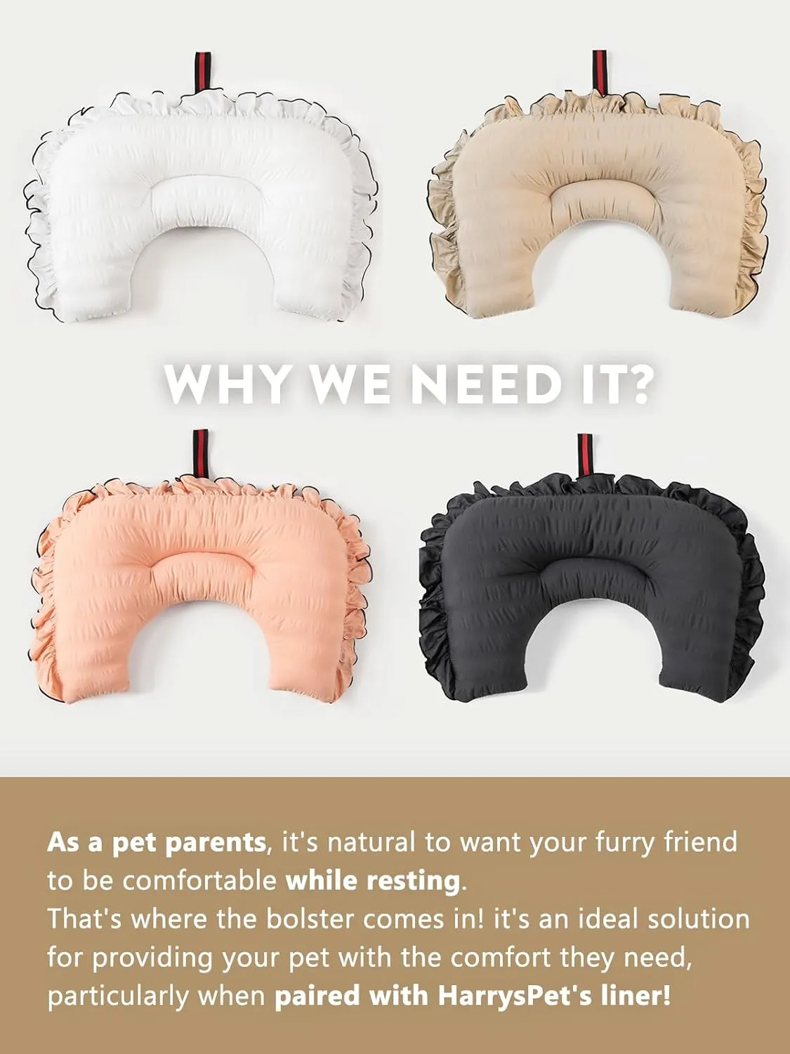 Stroller Cushion for Pets, Bolster, Margaret The Lace Edition, Harryspet, Pet Pillows, Pet Strollers (Trench Beige, Regular(12-15"))