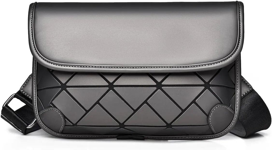 Stylish Messenger Bag men's chest bag men's crossbody bag men's quilted lattice design bag Faux Leather