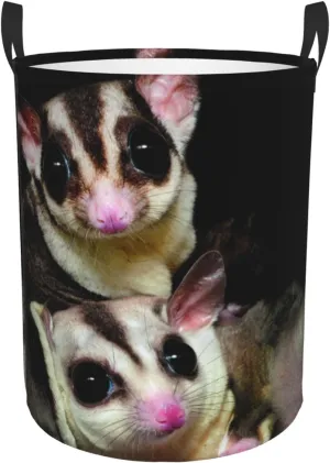 Sugar Glider Round Laundry Basket, Foldable Waterproof Clothes Basket Organizer, Household Dirty Clothes Bag, Medium, Circular hamper