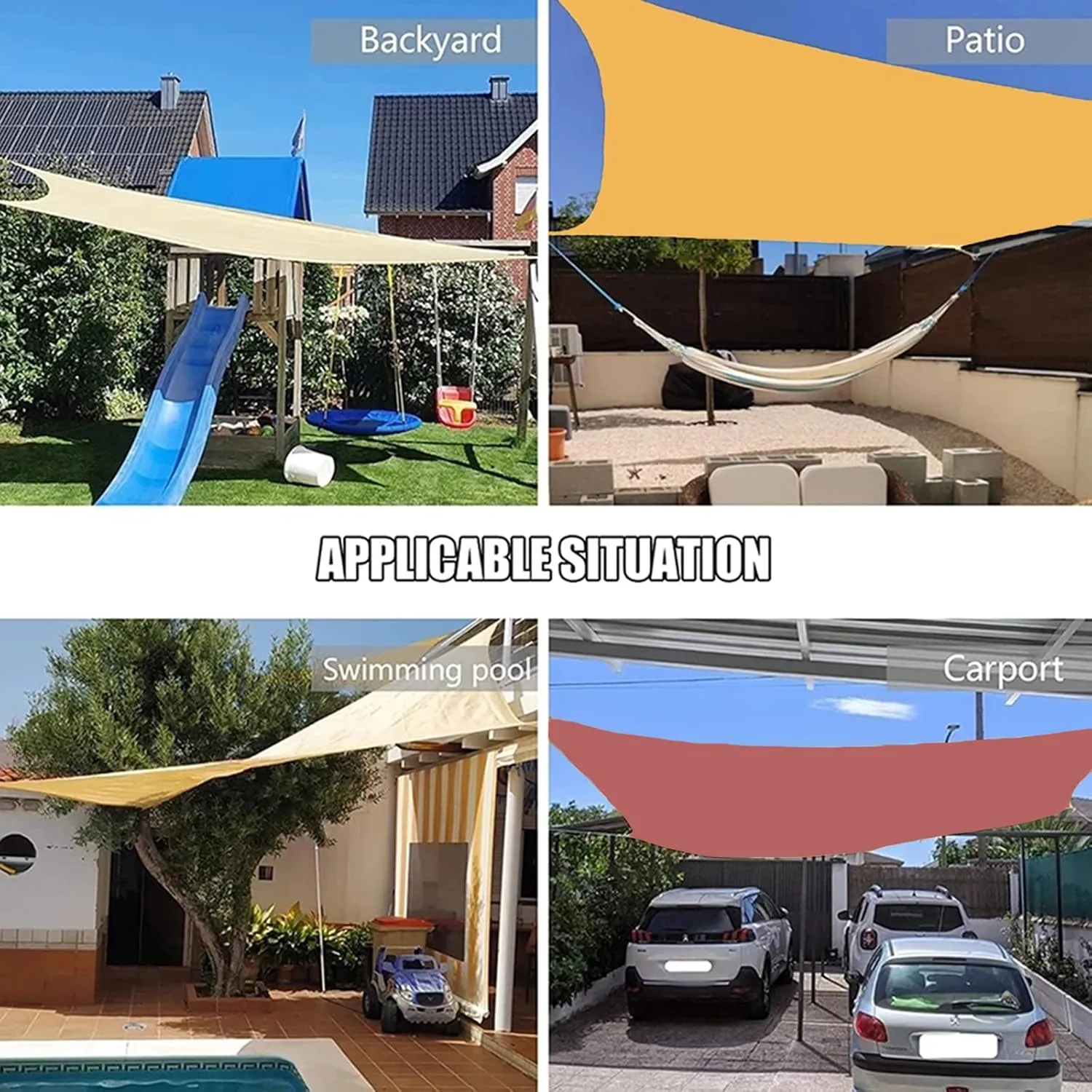 Sun Shade Sails Canopy Rectangle, Sunscreen Sunshade Awning, Heavy Duty Shade Cloth for Patio, Garden, Pergola, Backyard, Outdoor Facility & Activities (F 2x3m/6.6x9.8ft)