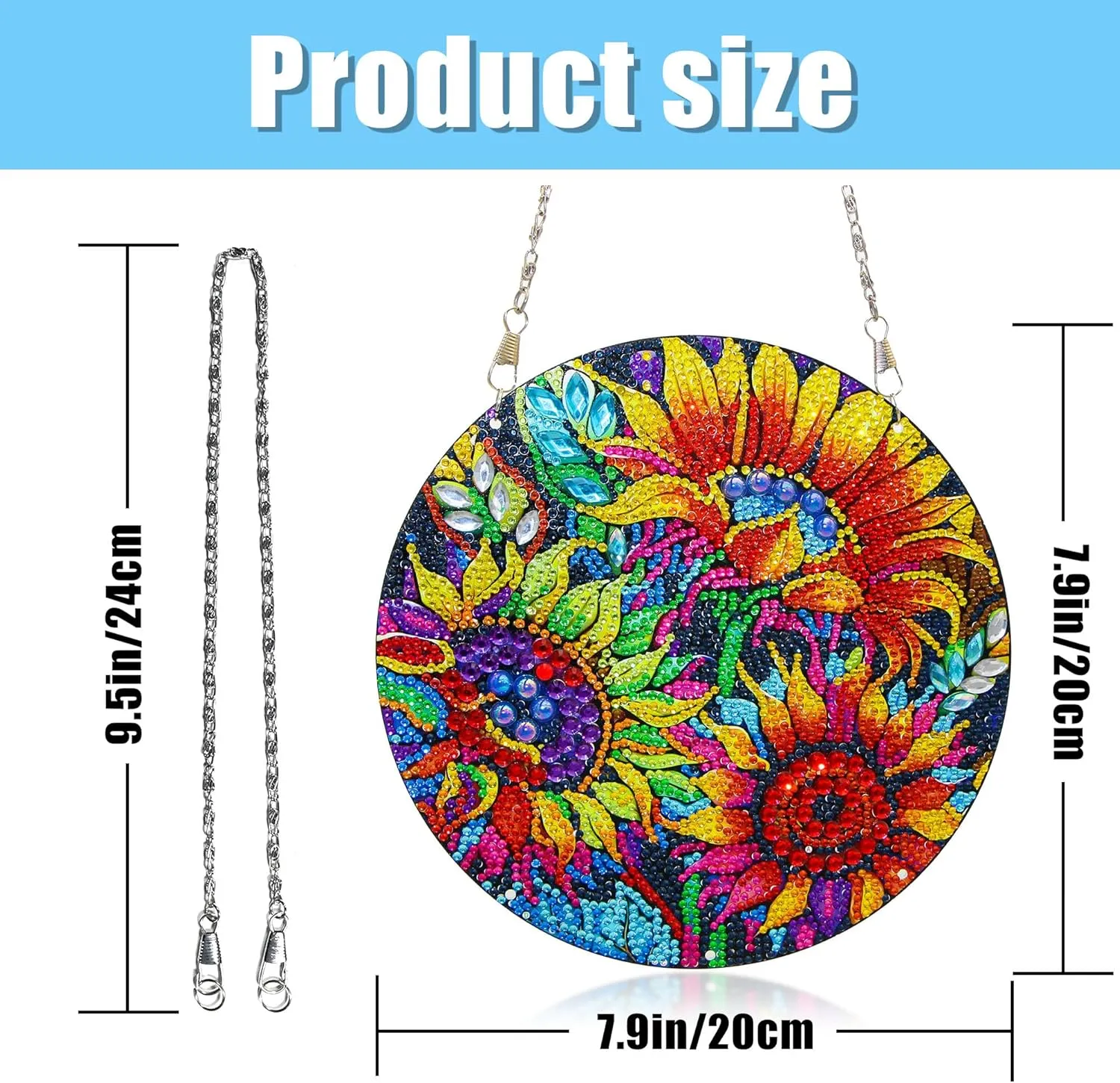 Sunflower Diamond Painting Kits for Adult Beginner DIY Diamond Art Hanging Window Pendant Ornament for Home Decoration Gem Art Gift (Sunflower)
