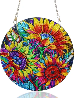 Sunflower Diamond Painting Kits for Adult Beginner DIY Diamond Art Hanging Window Pendant Ornament for Home Decoration Gem Art Gift (Sunflower)