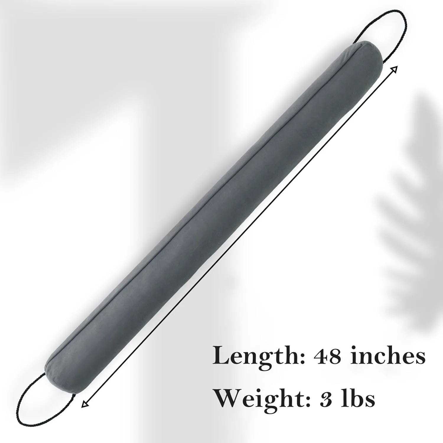 Sunolga 48 Inch Door Draft Stopper with Removable Cover for Gaps Up to 3 Inch, Machine Washable Noise and Air Blocker for Bottom of Door and Window, Grey