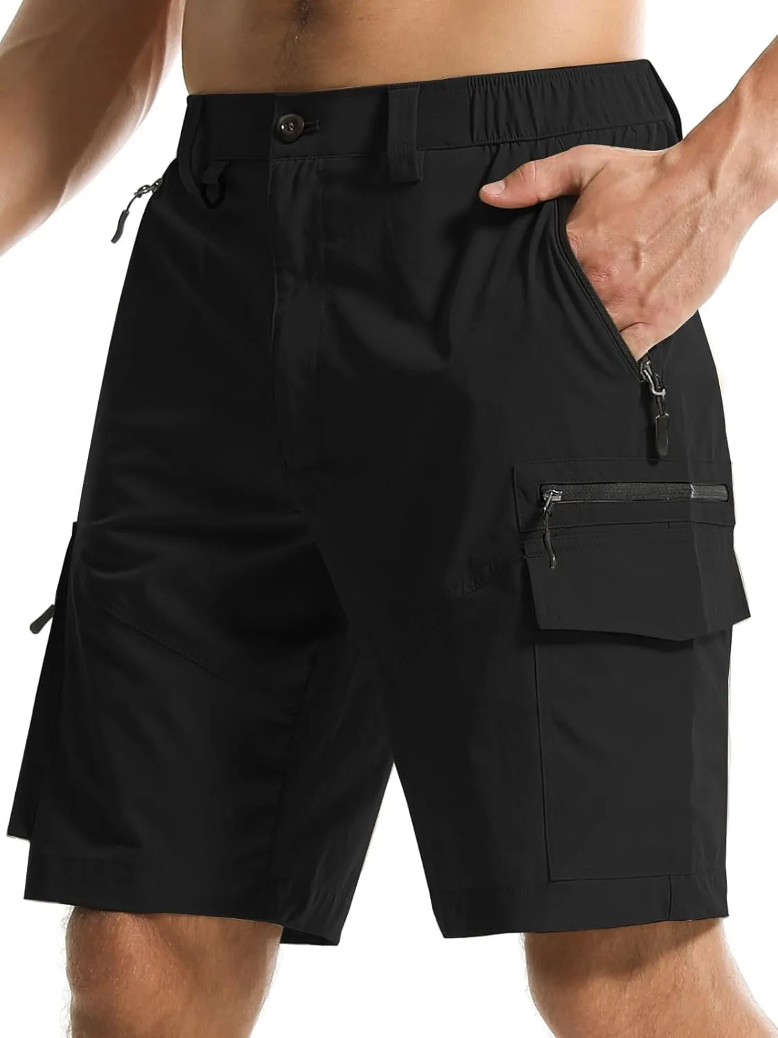 Surenow Men's Hiking Cargo Shorts with Quick Dry, Breathable Fabric, Pockets, and Zipper Closure - Blue, Size Large