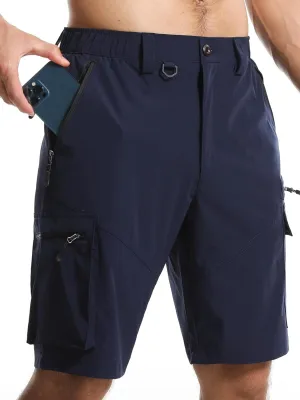 Surenow Men's Hiking Cargo Shorts with Quick Dry, Breathable Fabric, Pockets, and Zipper Closure - Blue, Size Large