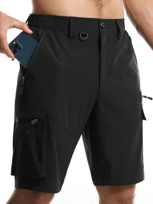 Surenow Men's Hiking Cargo Shorts with Quick Dry, Breathable Fabric, Pockets, and Zipper Closure - Blue, Size Large