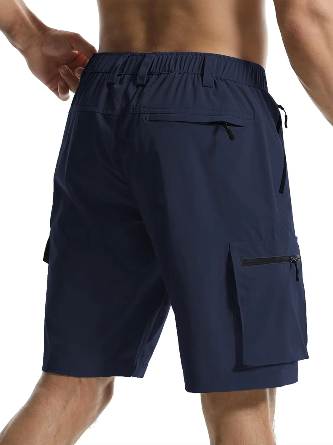Surenow Men's Hiking Cargo Shorts with Quick Dry, Breathable Fabric, Pockets, and Zipper Closure - Blue, Size Large