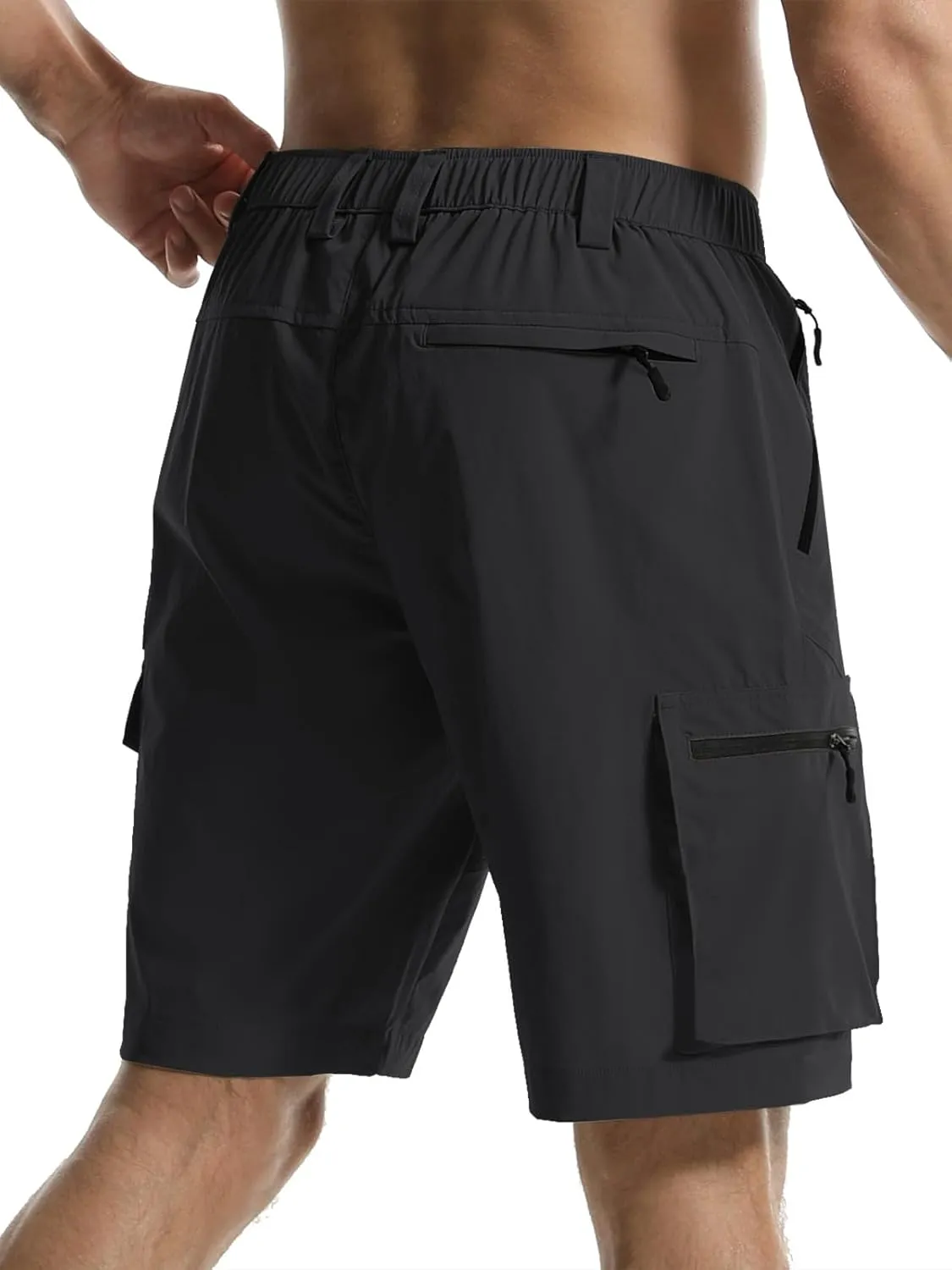 Surenow Men's Hiking Cargo Shorts with Quick Dry, Breathable Fabric, Pockets, and Zipper Closure - Blue, Size Large