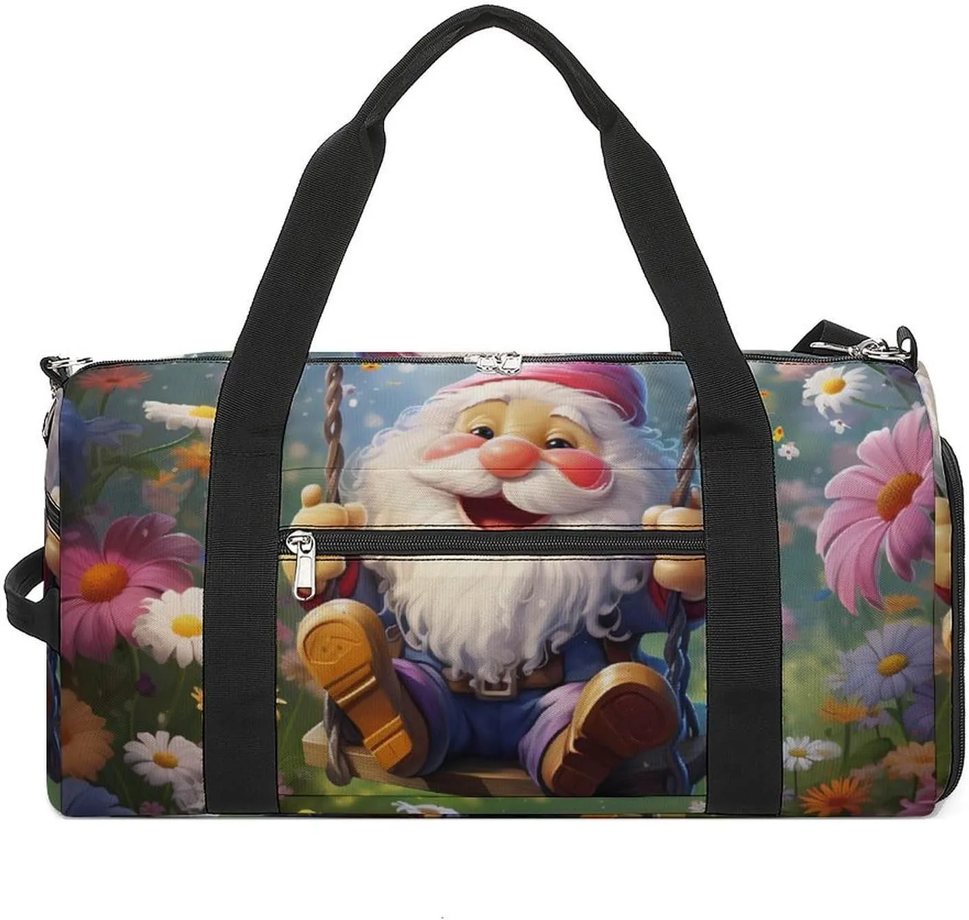 Swing Gnome Spring Sports Gym Bag for Men Women Travel Duffel Bag with Shoulder Strap