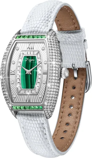 T-ENGINE Luxury Women's Watch with Diamond Inlay, Multi-Colored Zircon Accents, Sapphire Glass Face, Genuine Leather Strap - Elegant Women's Wrist Watch