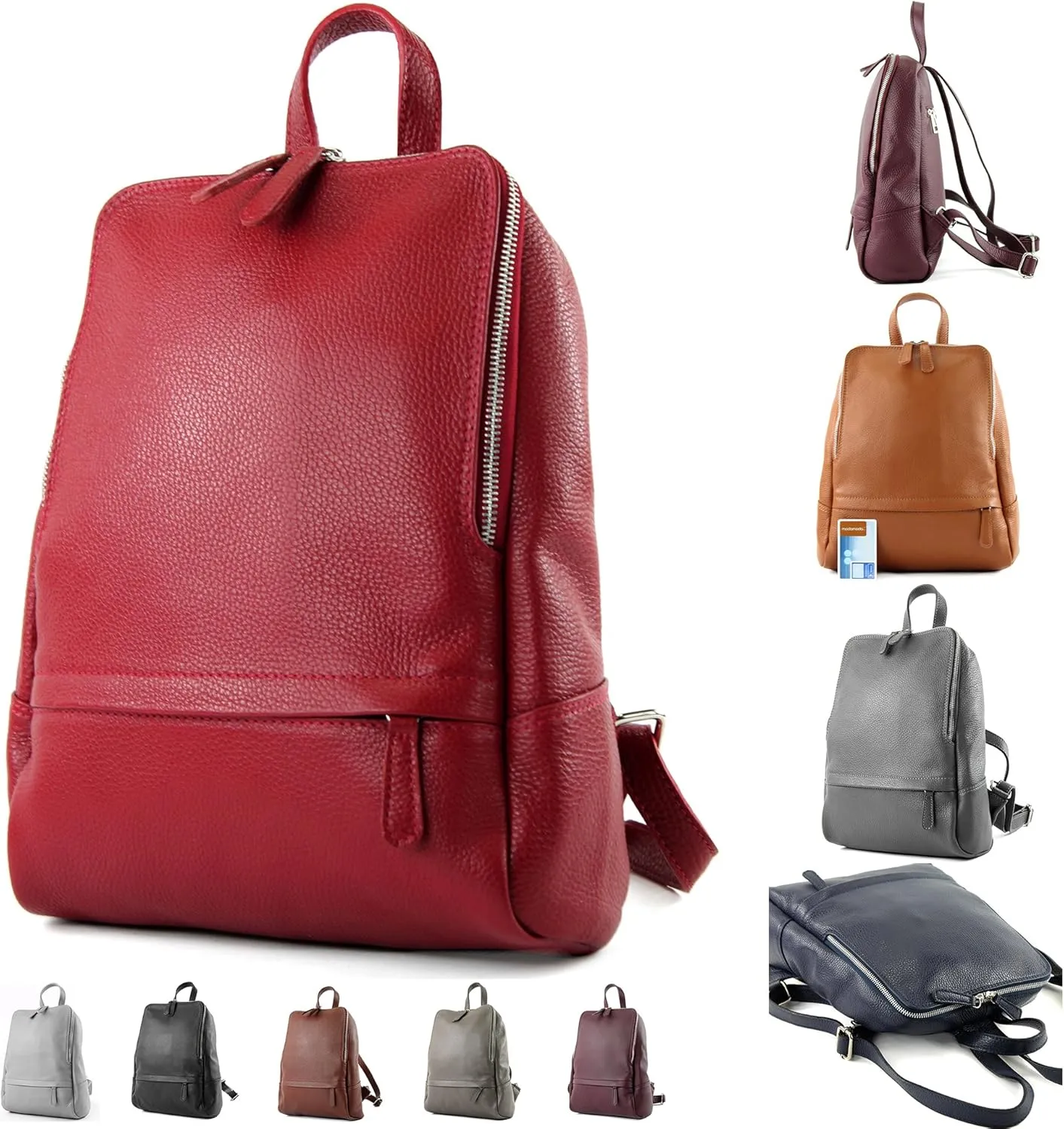 T138 - ital ladies leather backpack bag (Cognac)