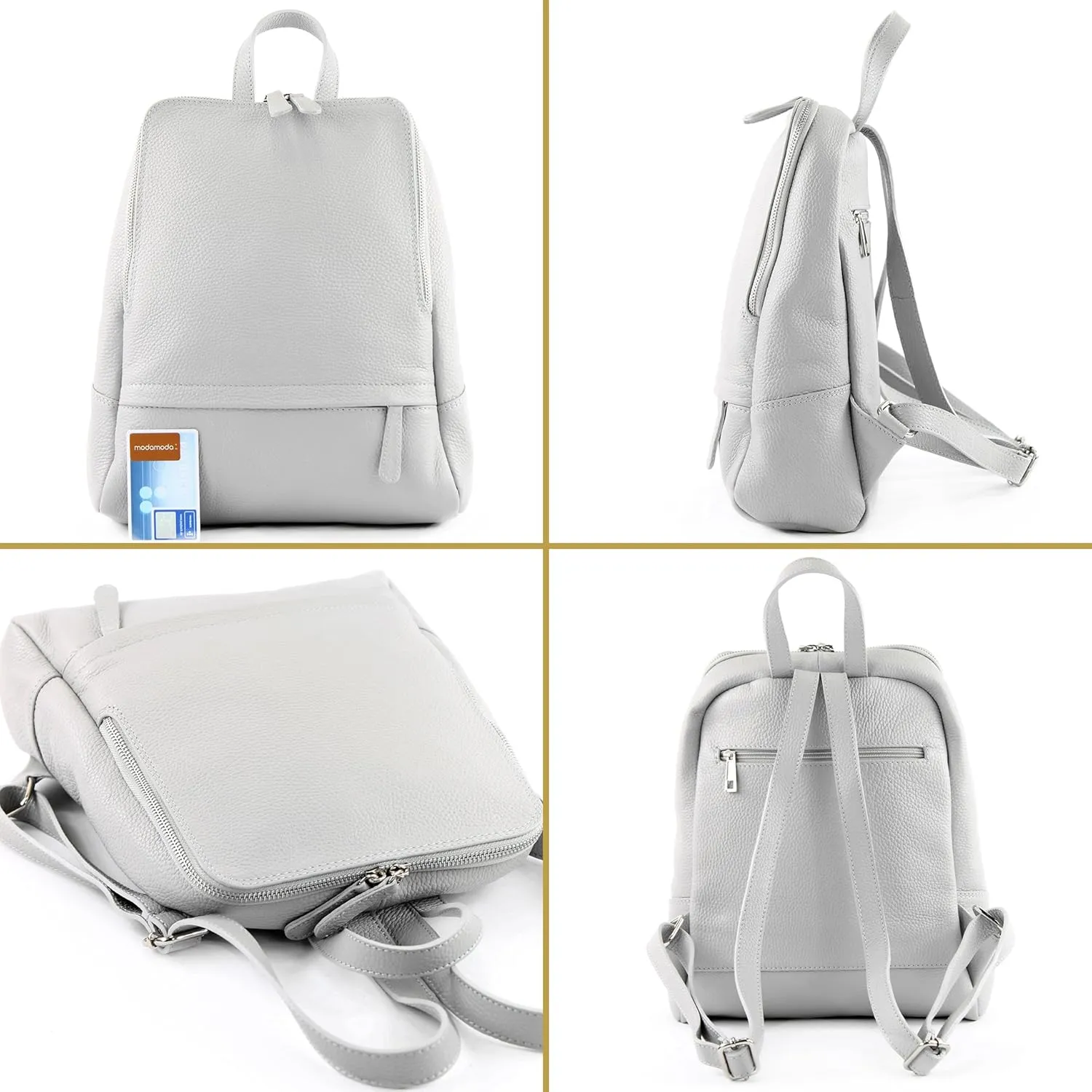T138 - ital ladies leather backpack bag (Cognac)