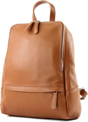 T138 - ital ladies leather backpack bag (Cognac)