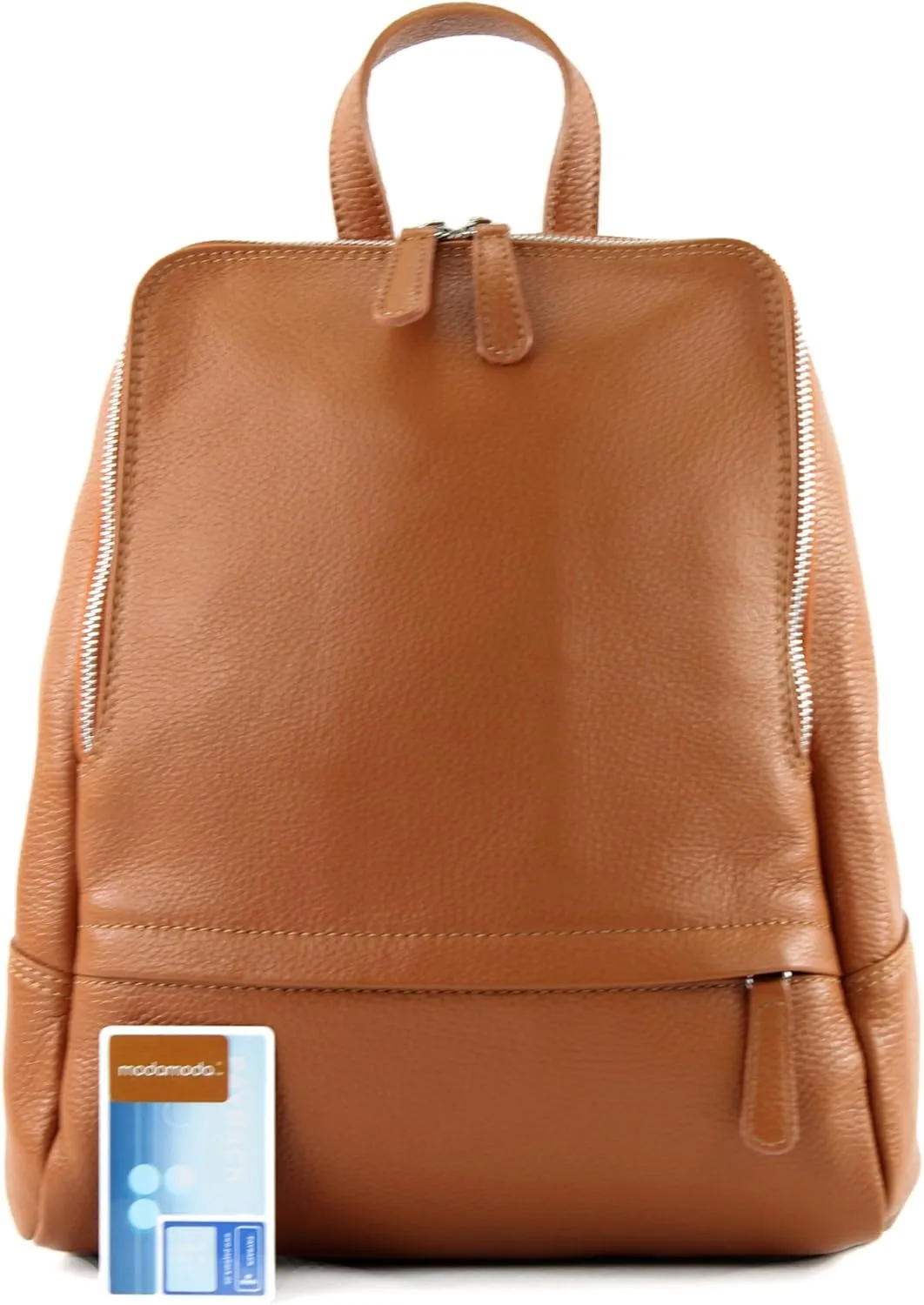 T138 - ital ladies leather backpack bag (Cognac)