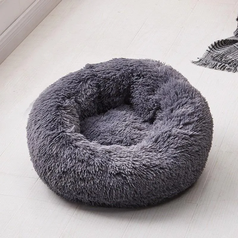 Taavita Plush Round Calming Donut Cat Bed Nest