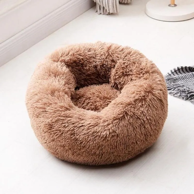 Taavita Plush Round Calming Donut Cat Bed Nest
