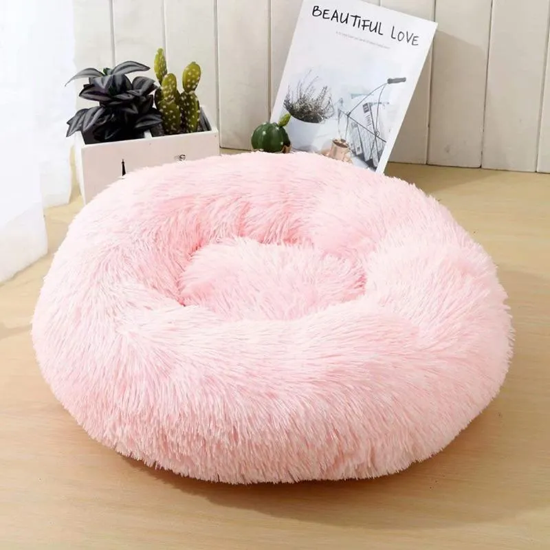 Taavita Plush Round Calming Donut Cat Bed Nest
