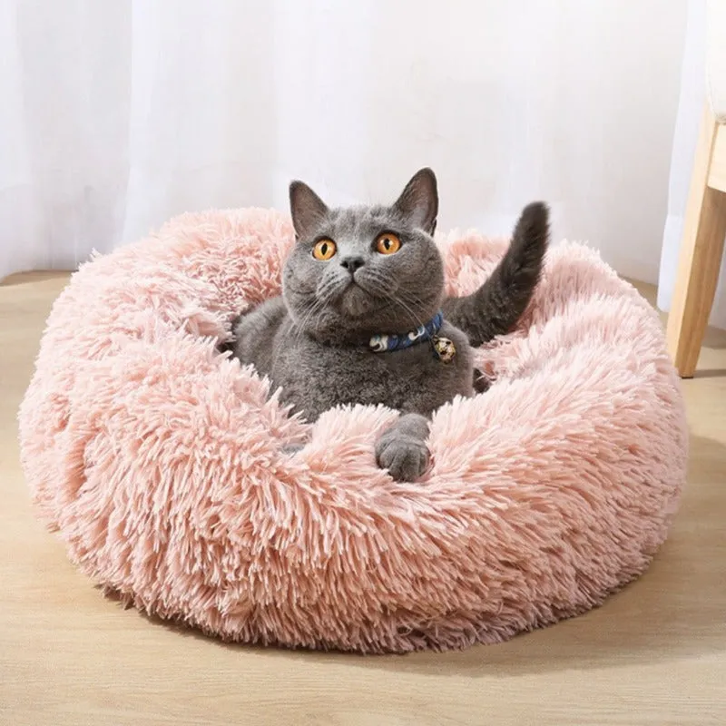 Taavita Plush Round Calming Donut Cat Bed Nest