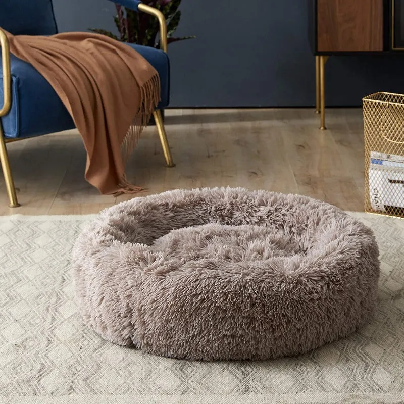 Taavita Plush Round Calming Donut Cat Bed Nest