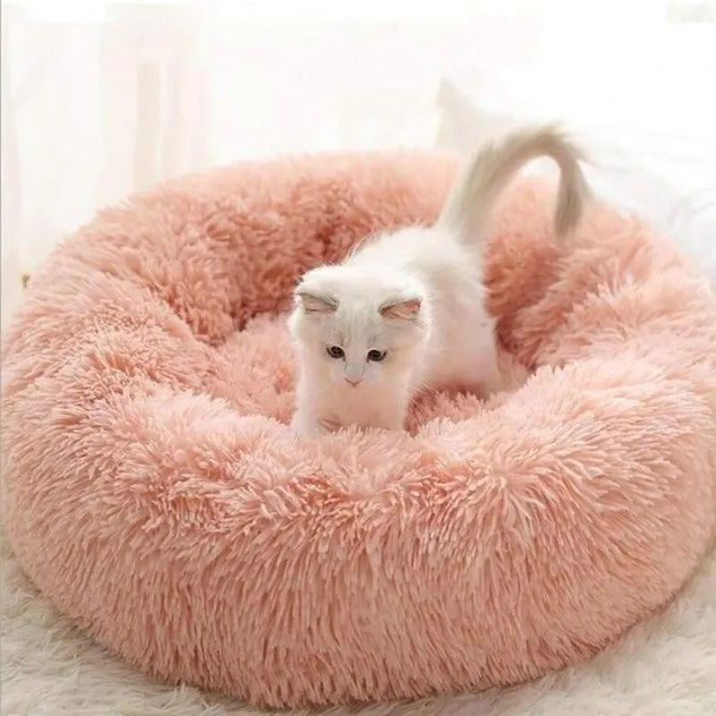 Taavita Plush Round Calming Donut Cat Bed Nest