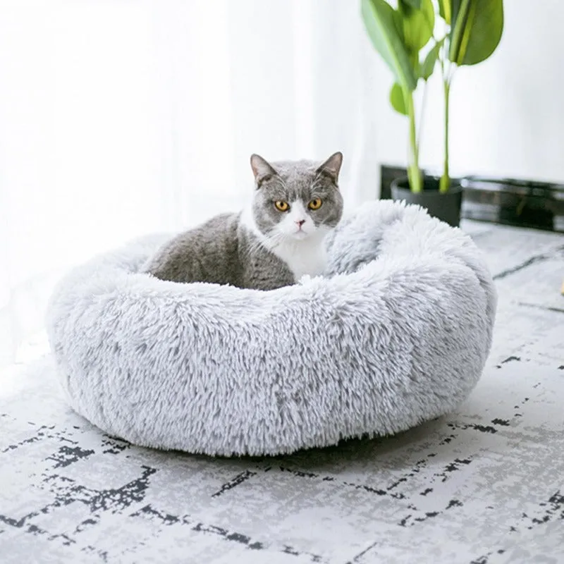 Taavita Plush Round Calming Donut Cat Bed Nest