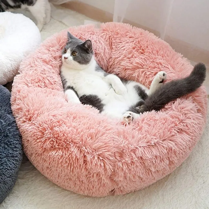 Taavita Plush Round Calming Donut Cat Bed Nest