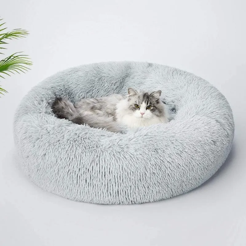 Taavita Plush Round Calming Donut Cat Bed Nest