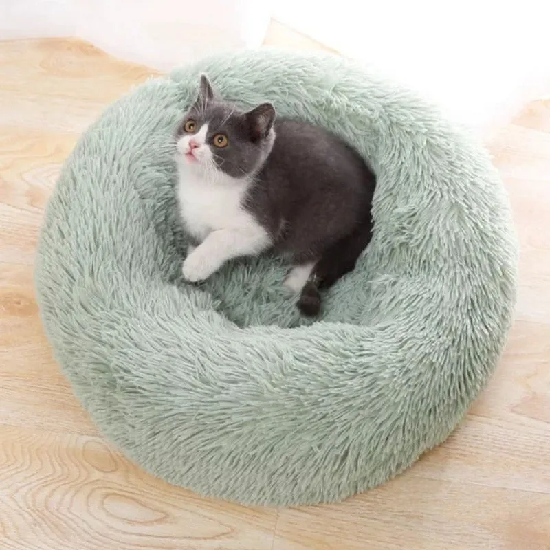 Taavita Plush Round Calming Donut Cat Bed Nest