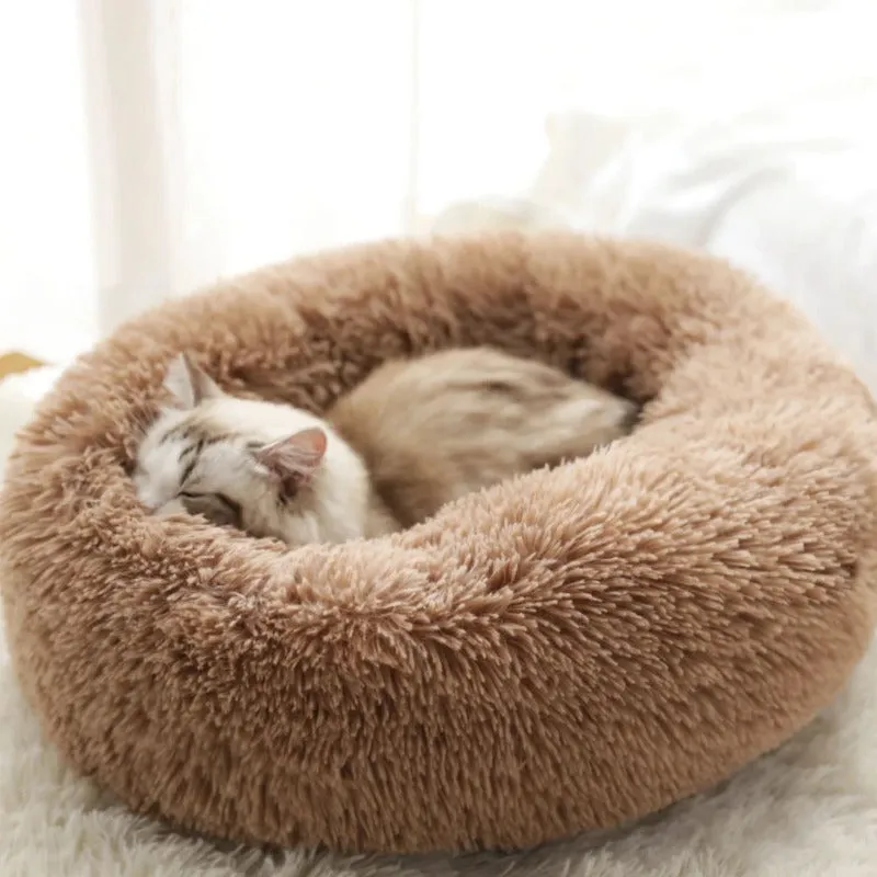 Taavita Plush Round Calming Donut Cat Bed Nest